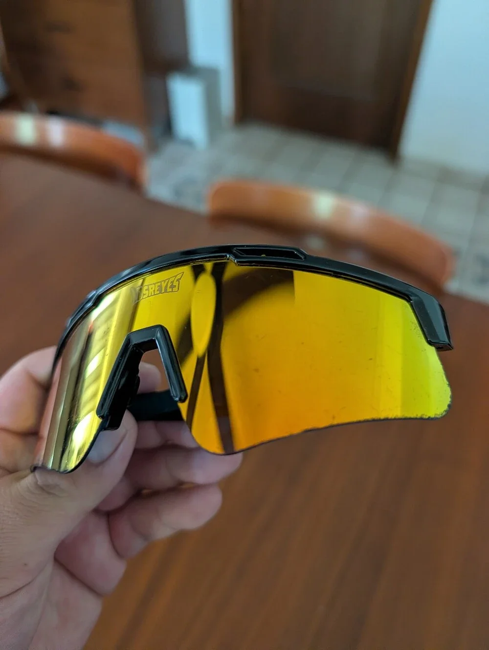 Los Reyes Prime Polarized Orange Wrap Sunglasses Pre Owned